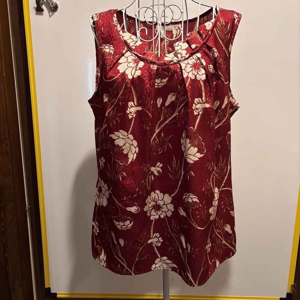 Talbots Burgandy Floral  Size‎ Medium 40" X 24" Blouse